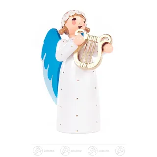 Engel mit Lyra stehend h=ca 7 cm NEU Erzgebirge Weihnachtsfigur Holzfigur