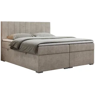 Boxbett Lope 120/200 - Beige Strukture - H3 , Textil , H3 , 7-Zonen , Rechteckig , 120x200 cm , Oeko-Tex® , Schlafzimmer, Betten, Boxspringbetten