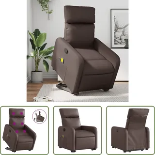 The Living Store Massagesessel mit Aufstehhilfe Braun Kunstleder - Braun