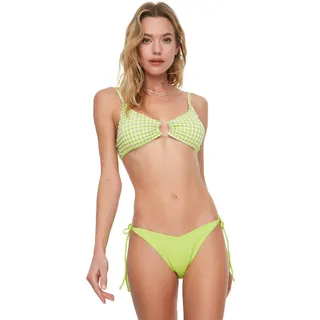 Trendyol Damen Drawstring Connected V Cut With Low Waist Bikini Bottoms, Grün, 40 EU