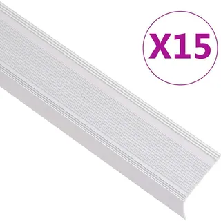 Treppenkantenprofile in L-Form 15 Stk. Aluminium 100 cm Silbern - Silber