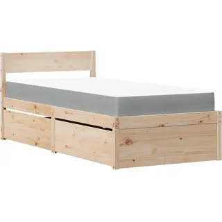 vidaXL Bett mit Schubladen und Matratze 120x200 cm Massivholz Kiefer - Braun