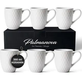 MIAMIO - Kaffeetassen Set 6 x 350 ml - Palmanova Collection (Weiß)