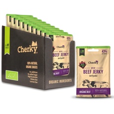Cherky ECO Beef Jerky BIO Teriyaki, 10 x 30g – Edles BIO Beef Jerky Trockenfleisch von grasgefütterten Kühen, spanisches BIO Rindfleisch, Keto, ohne Zusatzstoffe, ohne Gentechnik, BIO zertifiziert