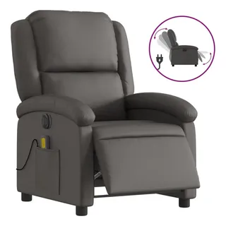 vidaXL Relaxsessel Elektrisch Grau Echtleder