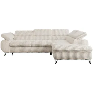 MKS Ecksofa Peter L Beige Cord - Rechts Seite , Textil , L-Form,L-Form , 273x208 cm , Oeko-Tex® , Wohnzimmer, Sofas & Couches, Wohnlandschaften, Ecksofas