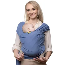 Boba Baby Tragetuch Neugeborene - Elastisches Babytragetuch und Stilltuch für Unterwegs - Einfach zu binden - Babytrage Neugeborene ab Geburt bis 16kg (Vintage Navy Blue)
