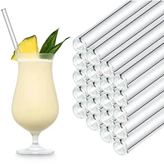 HALM Glasstrohhalme Wiederverwendbar Trinkhalm - 50 Stück gerade 23 cm 10mm dick - für Gastronomie, Restaurant, Bar, Cafe, Hotel Spülmaschinenfest Glastrinkhalme für Long-Drinks, Smoothies