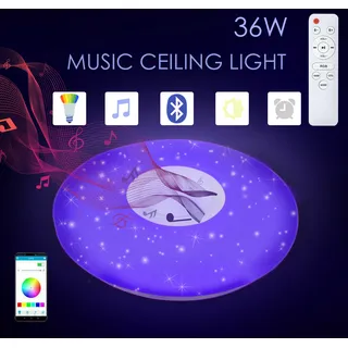 VINGO 36W LED Deckenleuchte Bluetooth Musik Dimmbar Deckenlampe Fernbedienung Lautsprecher - Weiß