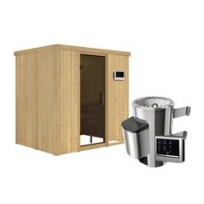 KARIBU Sauna »Kircholm«, inkl. 3.6 kW Saunaofen mit externer Steuerung, für 3 Personen - beige