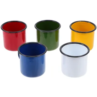 EXHUMKY Emaille-Becher Set 5Er-Set Kleine Vintage Trinkbecher Retro Weinbecher Mit Griff Für Camping Zuhause Und Outdoor 6.50 X 6.50 X 6.00 Cm