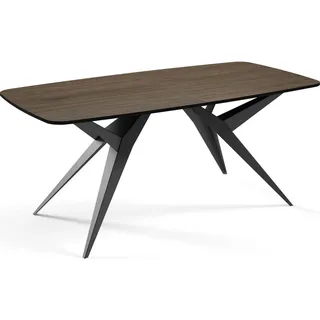 WFL Group Esstisch Trax ausziehbar rechteckig oval, Walnuss Braun 160-240/90/76 , Holzwerkstoff , Oval,Oval , 90x76x160 cm , Esszimmer, Esstische