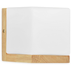 EUROSTIL LIGHT APON544 Wandleuchte 1x40W E27 Natur, weiß. Holzsockel, Lampenschirm aus Glas L.14 x l.12 x H.14 cm