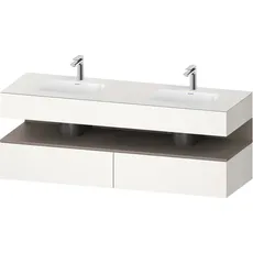 Duravit Qatego Einbauwaschtisch mit Konsolenwaschtischunterbau, 1600x550x600mm, Nische Basalt Matt, Doppelwaschtisch, QA4797043, Farbe: Weiß Supermatt/mit Nischenbeleuchtung