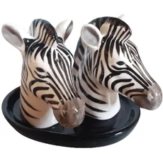 Keramik Salz- und Pfefferstreuer Set, Tiermotiv, Fauna, ca. 13 x 9 cm (Zebra)