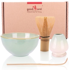 Goodwei Japanisches Matcha Komplett-Set mit hochwertiger Teeschale (Hasunomi, 80)