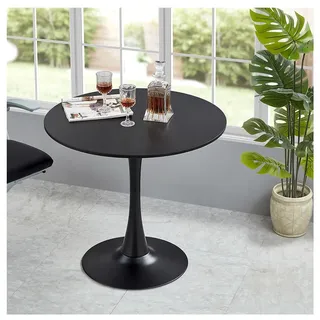 HFFAIWM Modern Runden Weißer Top-Tisch Einfach Freizeit Esstisch Nordisch Kaffetisch Milchtee Verhandeln Tisch Tulpe Balkon Kleiner Runder Tisch Und Stühle(Size:70cm,Color:Schwarz)