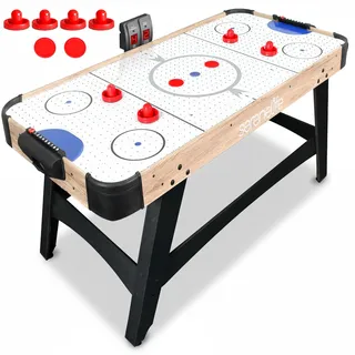 SereneLife Airhockey Tisch mit Luft – Air Hockey Spieltisch ideal als Gamer Tisch – Tischhockey für lustige Tischspiele mit Airhockey Pucks & Schieber – Robuste Air Hockey Tische Kinder & Erwachsene