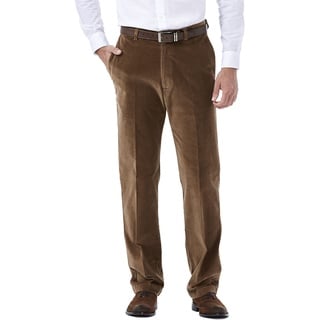 Haggar Herren Cordhose mit erweiterbarer Taille, Klassische und gerade Passform, Flache Vorderseite Freizeithose, Camel-Classic, 44W x 29L