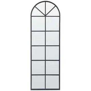 Beliani Wandspiegel schwarz Fensteroptik 40/120 cm Brouage , Schwarz , Metall , Oval , 40x120x3 cm , Spiegel, Wandspiegel