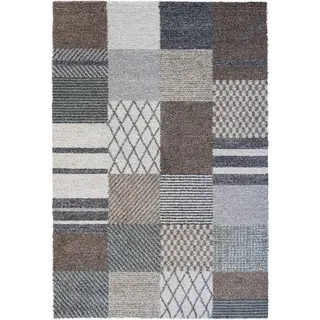 Novel Webteppich Mehari, Creme, Grau, Grün, Textil, Patchwork, rechteckig, 120x170 cm, Oeko-Tex® Standard 100, für Fußbodenheizung geeignet, Teppiche , Böden, Teppiche, Moderne Teppiche