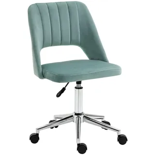 Shopentra Drehstuhl Grün, Samtoptik, ohne Armlehne, ergonomisch , Metall , 60x91x49 cm , Büromöbel, Bürostühle, Drehstühle
