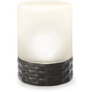 Esotec Solarleuchte Dekoleuchte Rattan Style, Tischleuchte, Leselicht, Akku, solarbetriebene Leselampe außen, stehend Glas, Tischlicht außen, wetterfest, H=15cm, outdoor, 102075