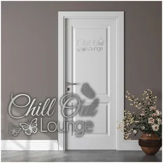 Dekoaufkleber Chill Out Lounge 26,5x16,5cm für Jugendzimmer Schlafzimmer Kinderzimmer Tür Türaufkleber Wandtattoo Wand Sticker Aufkleber selbstklebend Y072 (Silber)