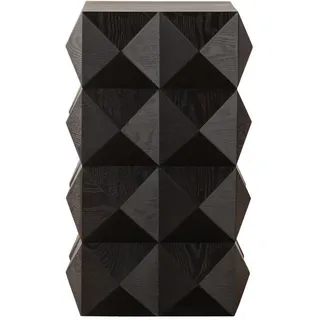 Okwish Beistelltisch 60 cm Höhe mit dreidimensionalem Reliefdesign in retro Schwarz , Holzwerkstoff , 37x60x37 cm , Wohnzimmer, Wohnzimmertische, Beistelltische