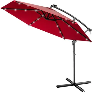 Kingsleeve LED Solar Ampelschirm Haiti Rot Ø307cm mit UV-Schutz 80+ Schutzhülle