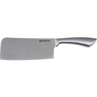 Deuba Alpina Hackbeil Küchenbeil I Edelstahl 18cm Für Knochen Fleisch Küche Messer Hackmesser Metzgerbeil Fleischerbeil, Silber