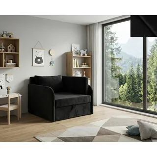 Schlafsessel LUCCA 79×104×67 cm mit Schlaffunktion 73×170, Bettkasten, Matratze, Stoff New Velo 107 SCHWARTZ POLTRONA LETTO - Schwarz
