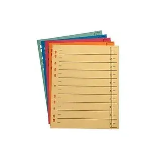 Wekre Trennblätter DIN A4 1-0 gelb, orange, rot, blau, grün, 230 g/m2, 100 Blatt