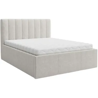 Boxxx Polsterbett , Creme , Textil , Hartholz , H3 + H4 , Höhe ca. 17 cm , 160x200 cm , Oeko-Tex® Standard 100 , gepolstertes Kopfteil, Wendematratze mit unterschiedlichen Härtegraden, in verschiedenen Größen erhältlich , Schlafzimmer, Betten, Polsterbetten