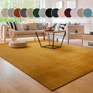 Paco Home Teppich »Cadiz 630« rechteckig 14 mm Höhe Uni-Farben, besonders weich, waschbar, auch als Läufer erhältlich, gelb