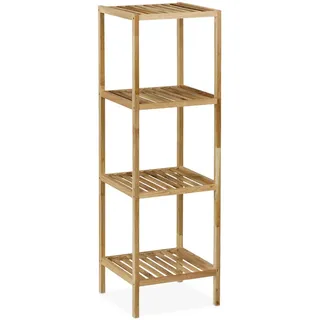 Relaxdays Badregal Walnuss, mit offenen Ablagen, quadratisch, Standregal Küche, Badezimmer, Badezimmerregale, Badregale