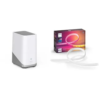 eufy Security HomeBase 3, eufy S380, Überwachungskamera & Philips Hue White & Color Ambiance Gradient Lightstrip Basis-Set (2 m)