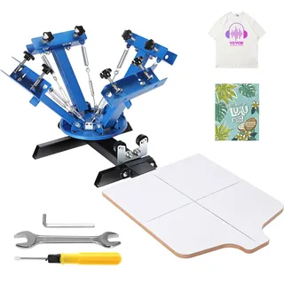VEVOR Siebdruckpresse T-Shirt Siebdruckmaschine 1 Farben + 1 Station, T-Shirtpresse, Hitzepresse Transferpresse DIY Ausrüstung Drucker, Textildruck Kleidung, Kissenbezüge, Gepäckstücke usw.