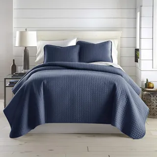 Southshore Fine Living, Inc. Quilts, Queen-Size-Bettwäsche-Set, knitterfrei, Flecken- und tierhaarresistent, pflegeleicht, Queen-Size-Bettüberwurf mit 2 Kissenbezügen, Dunkelblau