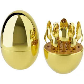 Besteck-Set für 6 Personen cutlery set Ei-Geschirrset 24 Stück Edelstahl Teelöffel Messer Gold - Gold