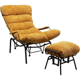 Kare Design Sessel Vienna Swing, Gelb, 40 cm Sitzhöhe, Polstersessel, inklusive Fußhocker, mit Kippfunktion, Wohnzimmer, 95x82x111 cm (H/B/T)