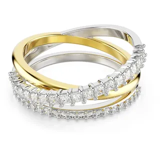 Swarovski Hyperbola Ring, Wickelring im Metallmix in Gold und Silber mit Strahlenden Zirkonia in Rund- und Square-Schliffen in Krallenfassung, Größe: 50