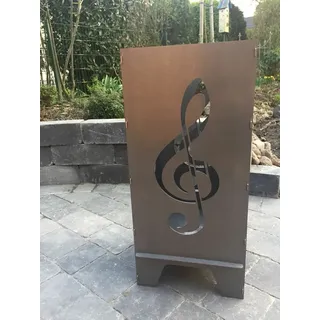 Feuerkorb Notenschlüssel Noten Musik Feuertonne inkl. Ascherost und Aschewanne
