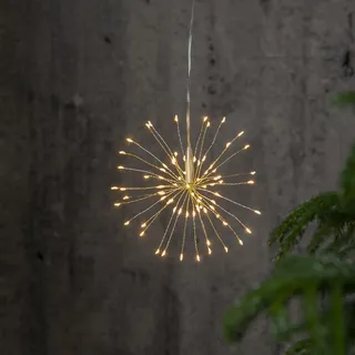3D LED Stern Feuerwerk - hängend - 80 warmweiße LED - D: 16cm - für Innen - silber - Silber