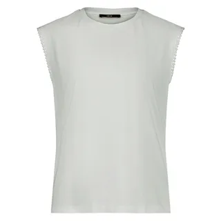 Shirttop ZERO "Rundhals-Shirt mit Schmuckkanten", Damen, Gr. 40, weiß (brilliant weiß), Obermaterial: 5% Elasthan EL. 95% Baumwolle CO(Bio)., Tops Shirttop
