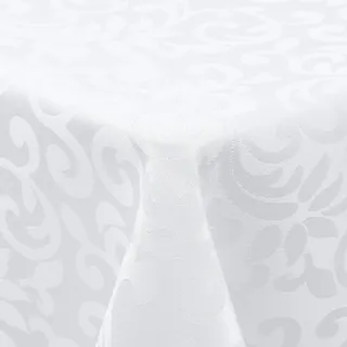 Homaxy Tischdecke Abwaschbar Jacquard Rechteckig 130x220cm, Weiß2 | Damast Design, Schmutzabweisend, Dick & Langlebig, Pflegeleicht Maschinenwaschbar, Für Küche Party Garten