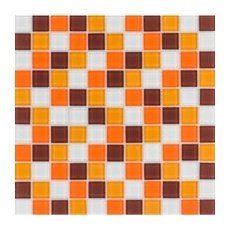 Glasmosaikmatte Simpli Orange-Braun-Mix groß 30 cm x 30 cm
