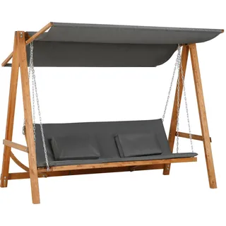 Outsunny Hollywoodschaukel, mit Dach, Polyester, Grau, 225,5 x 113 x 180 cm , Holz , 130x180x225.5 cm , Gartenmöbel, Gartenschaukeln, Hollywoodschaukeln