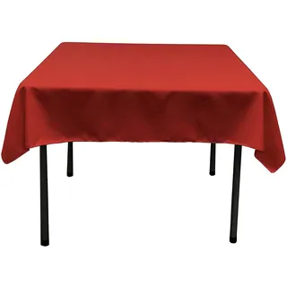 LA Linen Quadratische Tischdecke aus Polyester/Popeline, Polyester, rot, 132 x 132 x 0.04 cm
