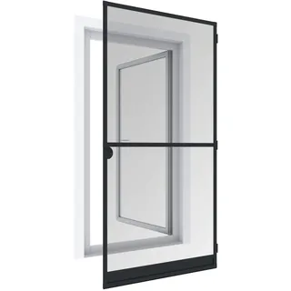 Windhager Insektenschutz Tür Expert, 120 x 240 cm, Spannrahmen, Fliegengitter, Alurahmen für Türen, Selbstbausatz, anthrazit